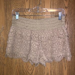 Tan Ruffled Shorts